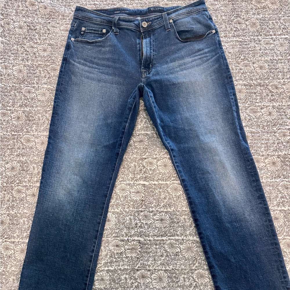 Men's AG The Everett Slim Straight Dark Blue Wash Jeans 34x32
